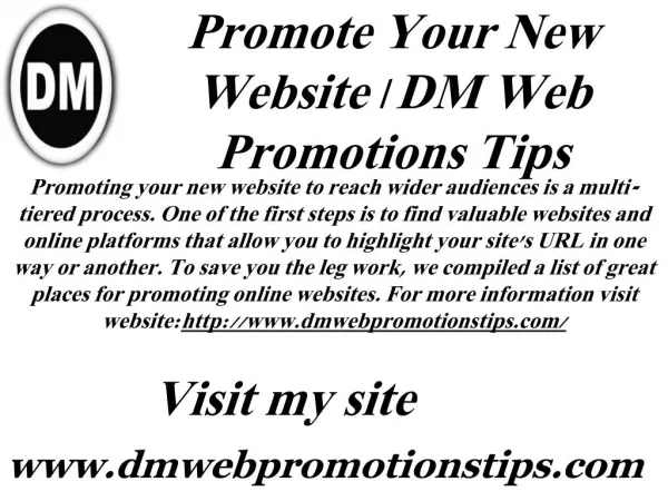 promote your new website dm web promotions tips