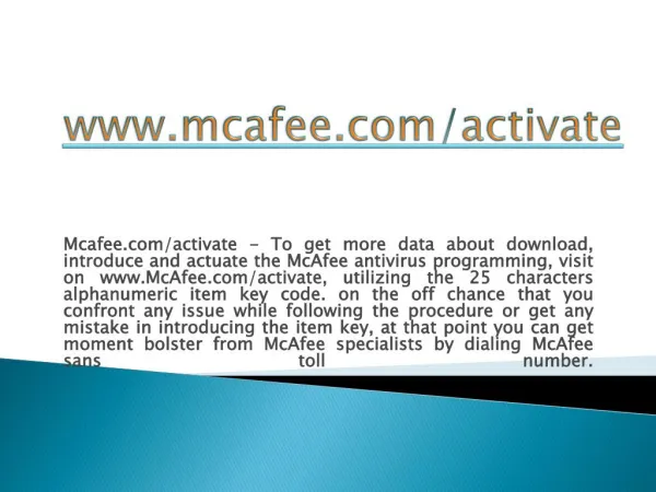 MCAFEE.COM/ACTIVATE-HOW TO ACTIVATE YOUR MCAFEE ANTIVIRUS ONLINE