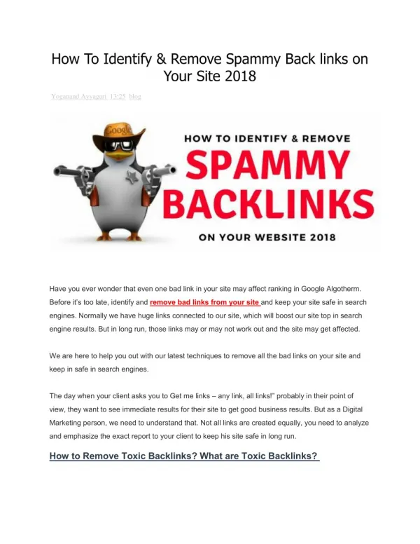 How To Identify & Remove Spammy Back links on Your Site 2019