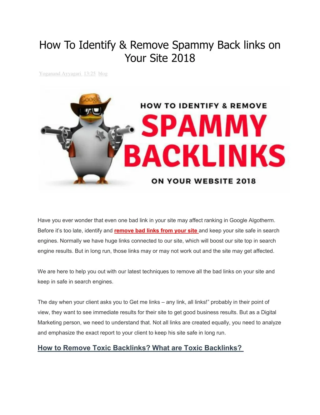 how to identify remove spammy back links on your