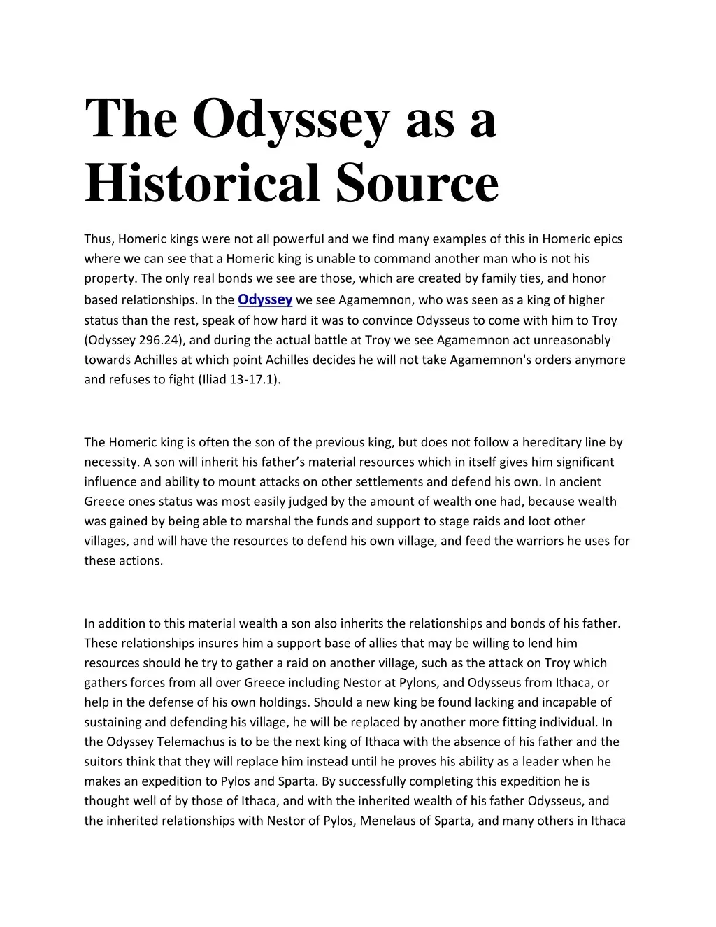 the odyssey as a historical source