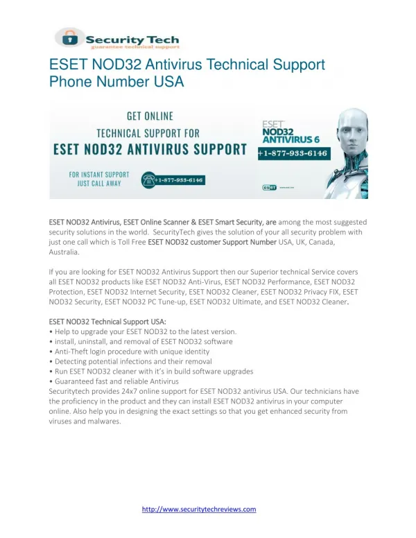 ESET NOD32 Antivirus Technical Support Phone Number USA