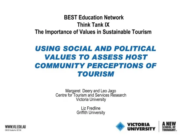 Margaret Deery and Leo Jago Centre for Tourism and Services Research Victoria University Liz Fredline Griffith Univers