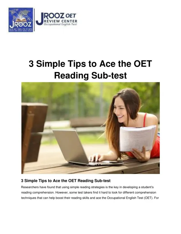3 Simple Tips to Ace the OET Reading Sub-test