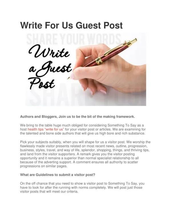 Write For Us Guest Post