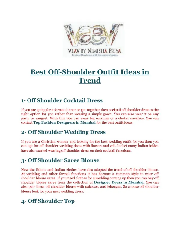 Best Off-Shoulder Outfit Ideas in Trend
