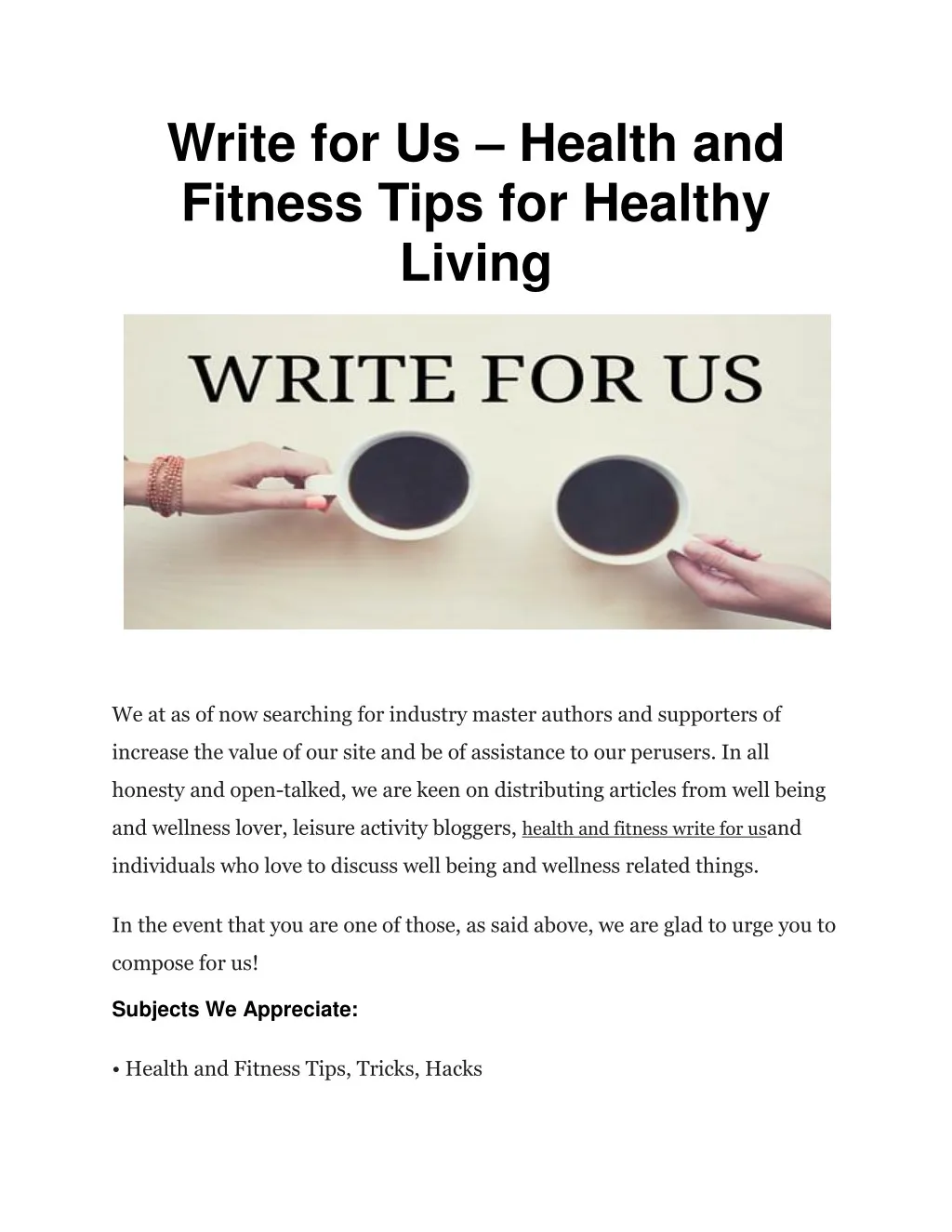 write for us health and fitness tips for healthy