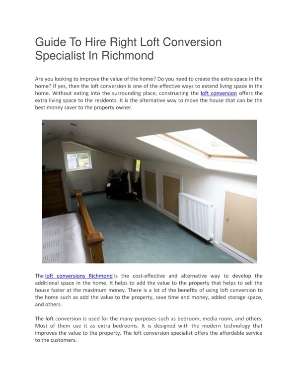 Guide To Hire Right Loft Conversion Specialist In Richmond