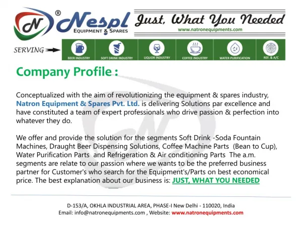 Company Profile - Nespl - Natron Equipment & Spare Pvt Ltd