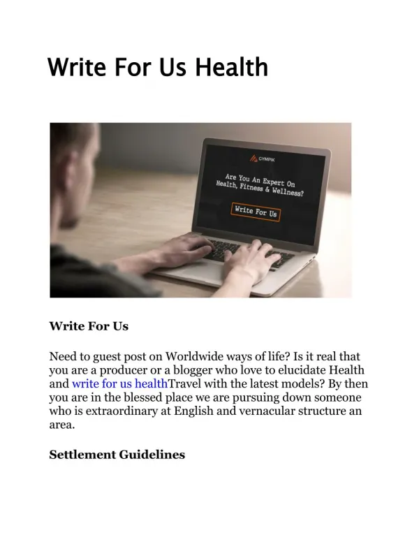 Write For Us Health
