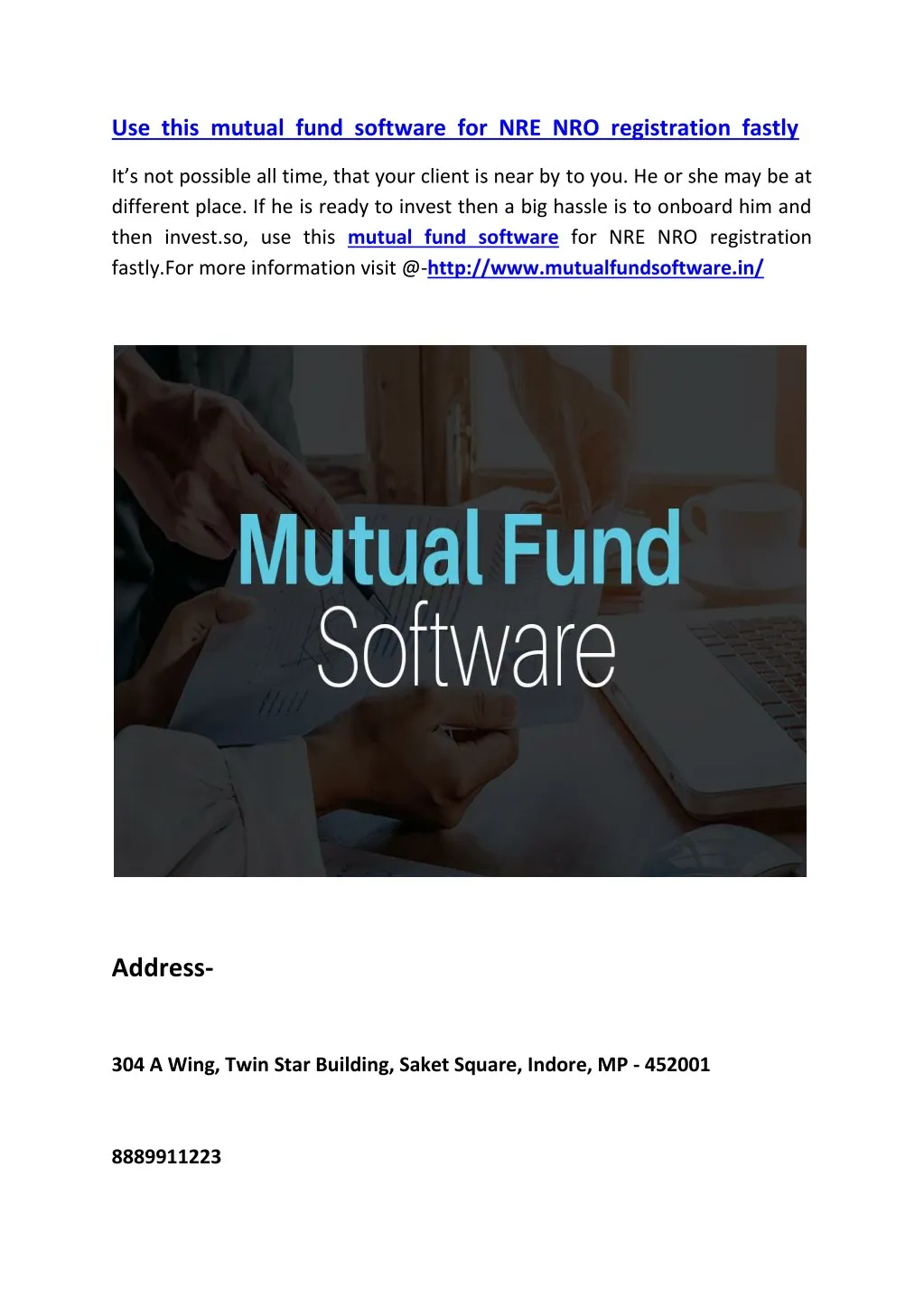 use this mutual fund software