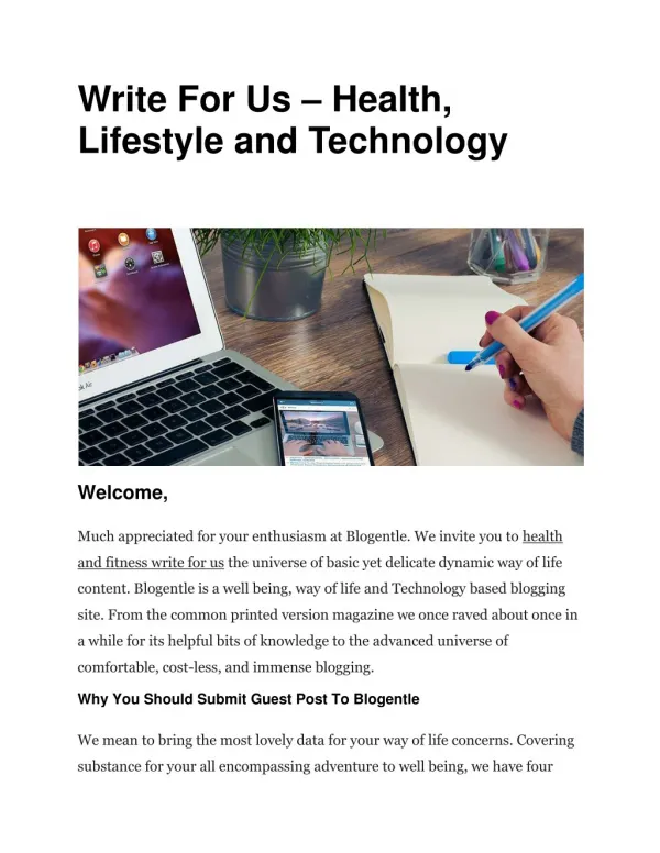 Write For Us – Health, Lifestyle and Technology