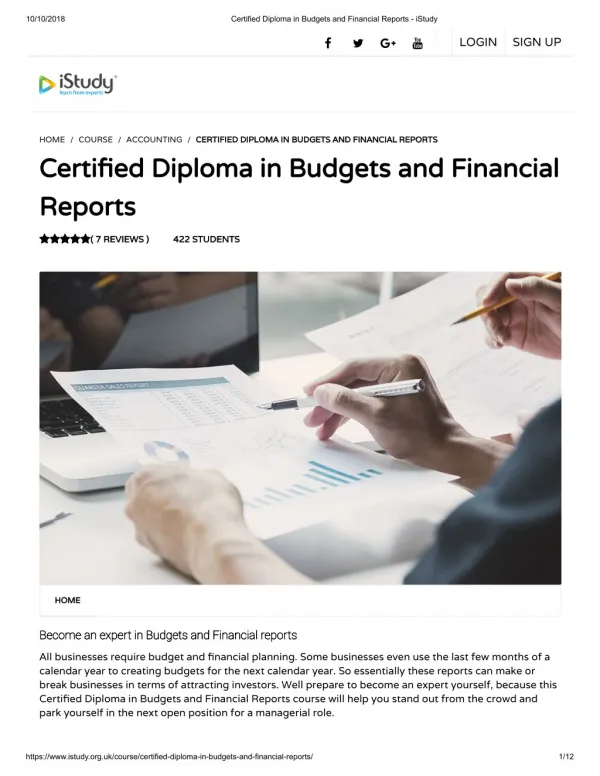 Certified Diploma in Budgets and Financial Reports - istudy