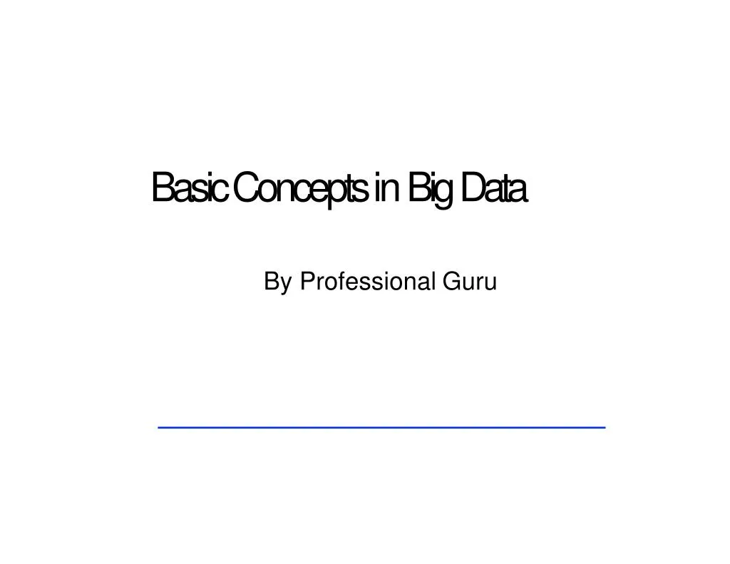 basic concepts in big data