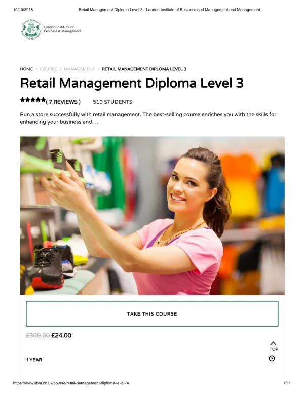 Retail Management Diploma Level 3 - LIBM