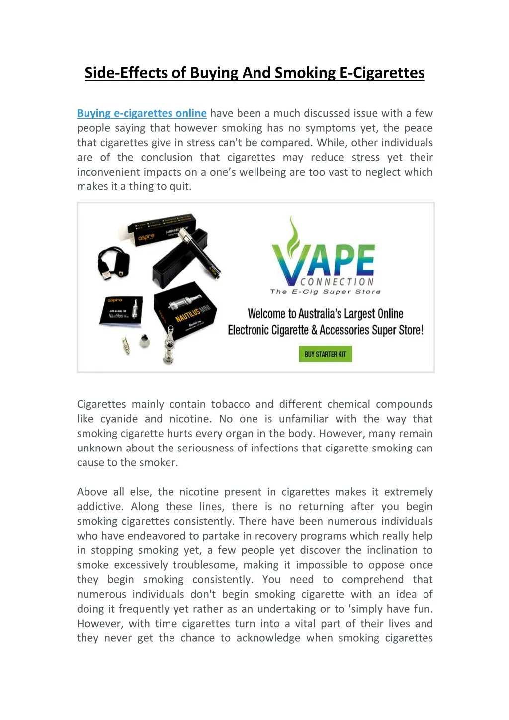 side effects of buying and smoking e cigarettes