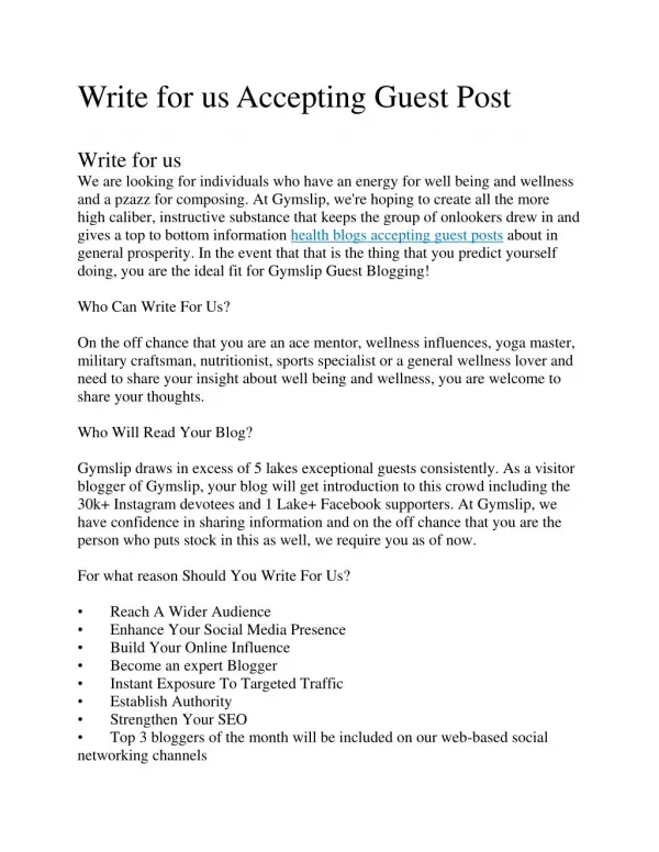 Write for us Accepting Guest Post