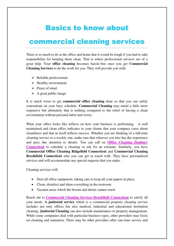 Basics to know about commercial cleaning services