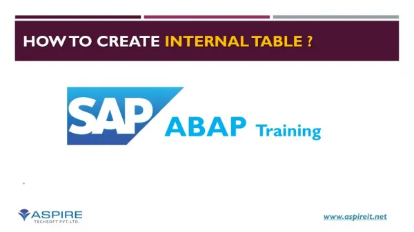 How To Create Internal Table in SAP ABAP - SAP ABAP Training | Aspire Techsoft