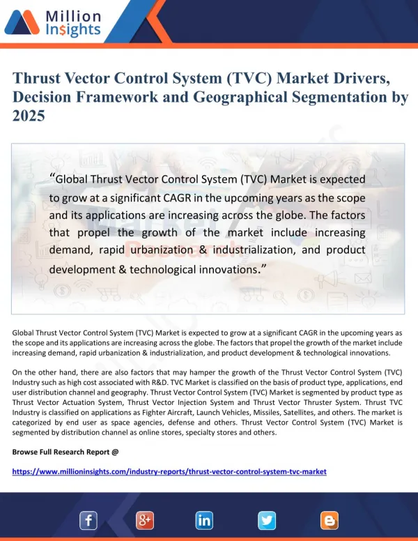 Thrust Vector Control System (TVC) Market Drivers, Decision Framework and Geographical Segmentation by 2025