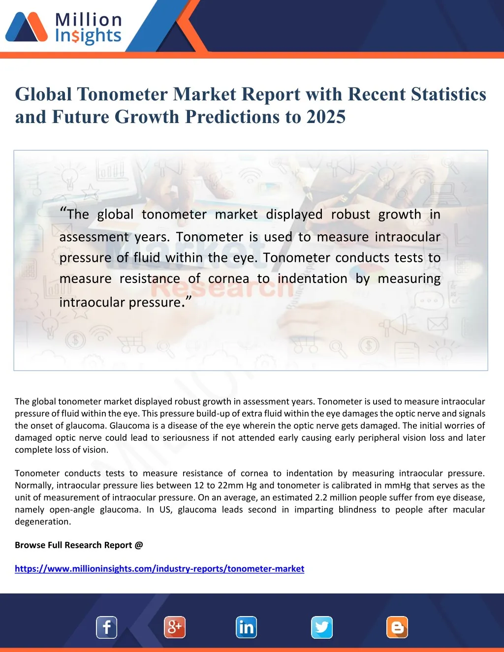 global tonometer market report with recent