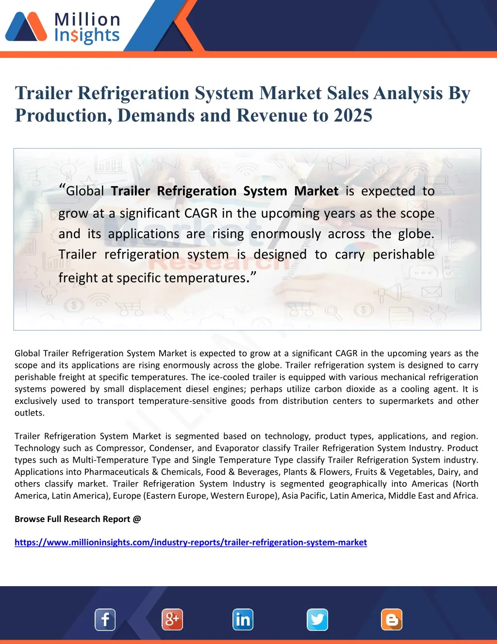 trailer refrigeration system market sales