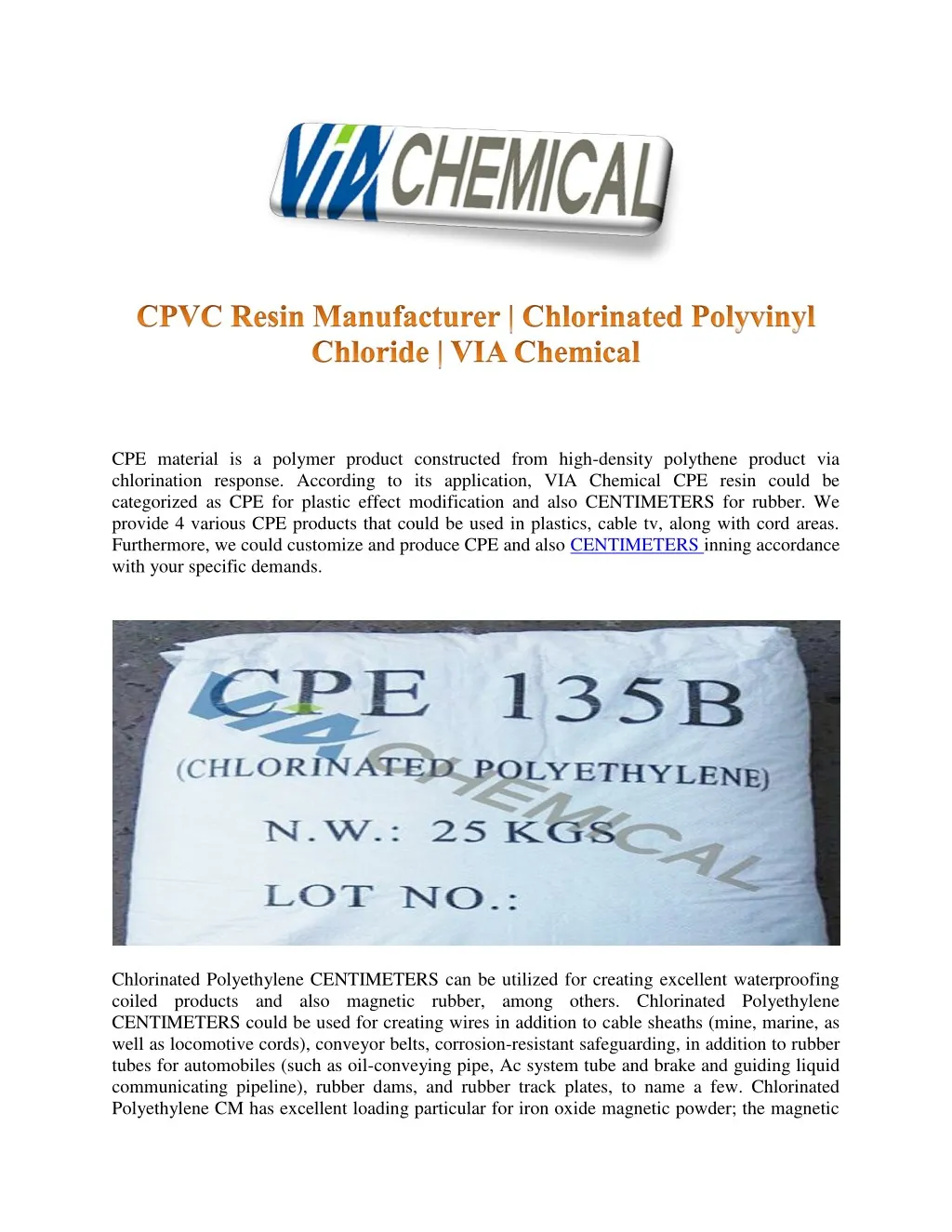 cpe material is a polymer product constructed