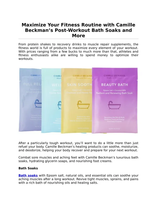 Maximize Your Fitness Routine with Camille Beckman’s Post-Workout Bath Soaks and More