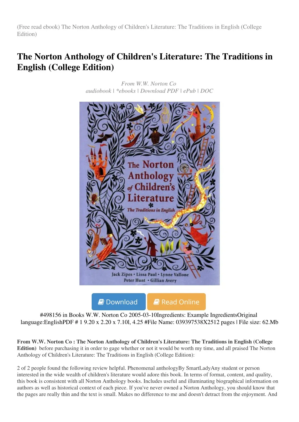 free read ebook the norton anthology of children