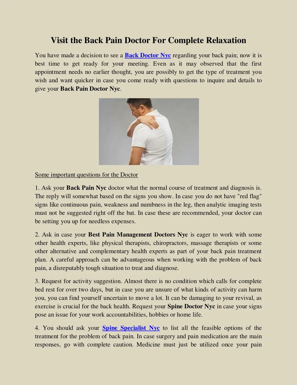 visit the back pain doctor for complete relaxation