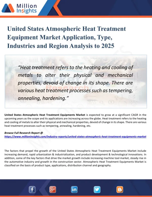 United States Atmospheric Heat Treatment Equipments Market Manufacturers, Suppliers and Top Key Players Analysis and For