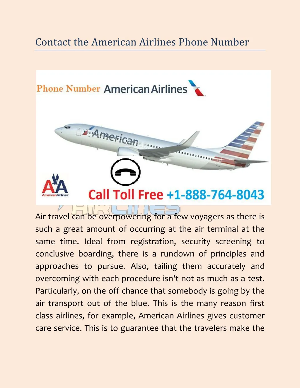 contact the american airlines phone number