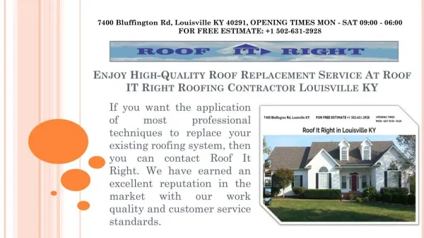 Roof IT Right Roofing Contractor Louisville KY