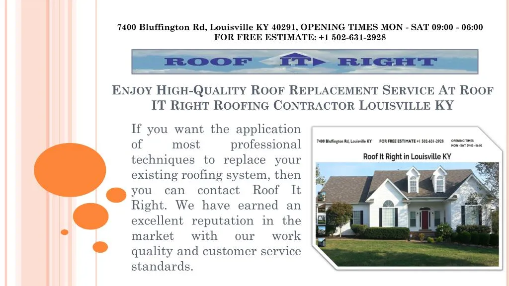 enjoy high quality roof replacement service at roof it right roofing contractor louisville ky
