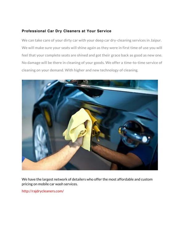 Professional Car Dry Cleaners ll Raj Dry Cleaner
