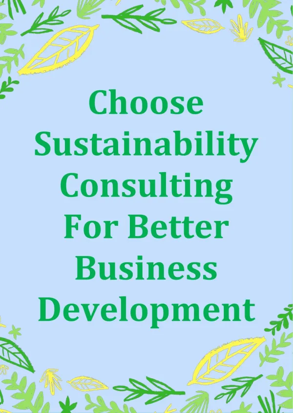 Choose Sustainability Consulting For Better Business Development