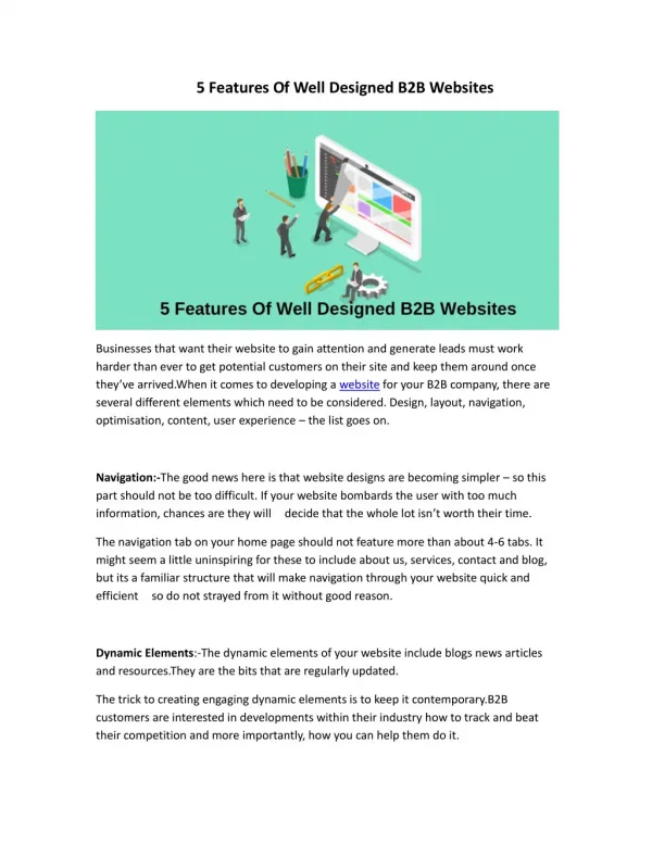 5 Features Of Well Designed B2B Websites