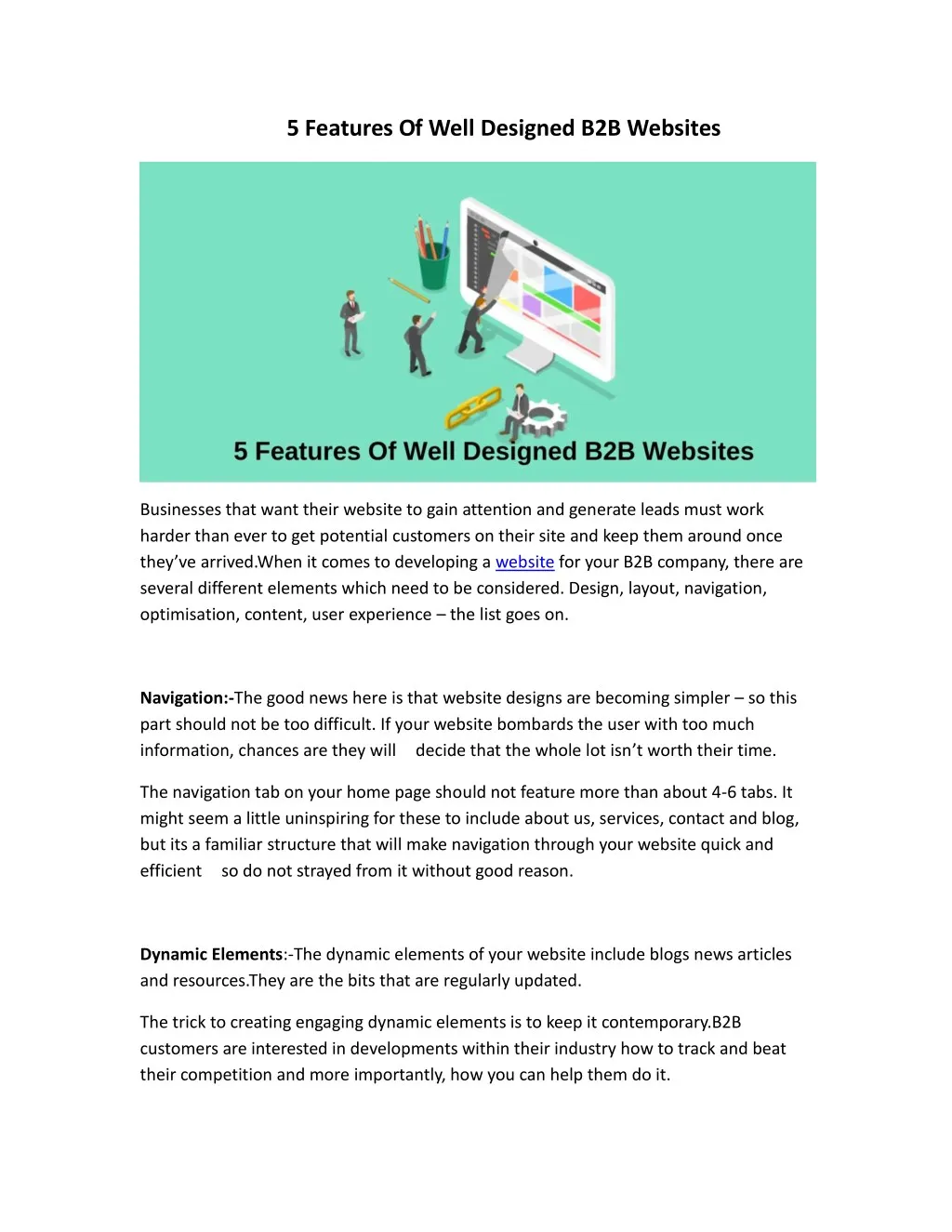 5 features of well designed b2b websites