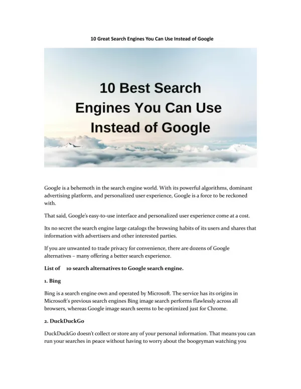 10 Great Search Engines You Can Use Instead of Google