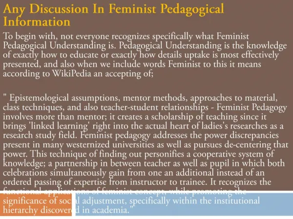 Any Discussion In Feminist Pedagogical Information