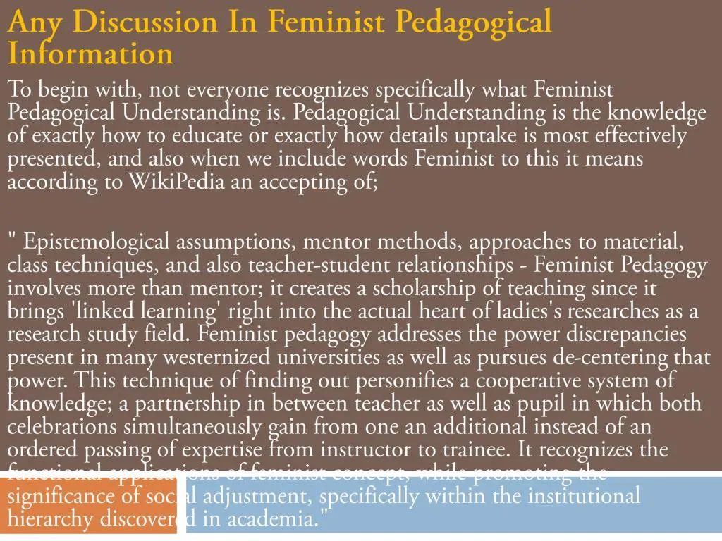 any discussion in feminist pedagogical