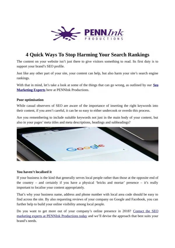 4 Quick Ways To Stop Harming Your Search Rankings