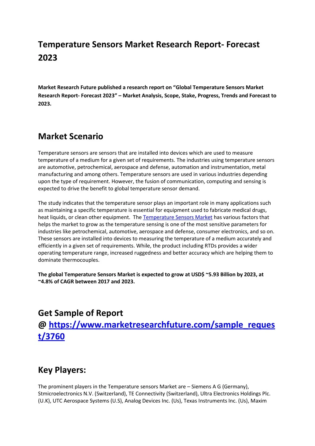 temperature sensors market research report
