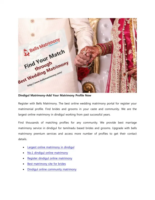 Dindigul Matrimony-Add Your Matrimony Profile Now