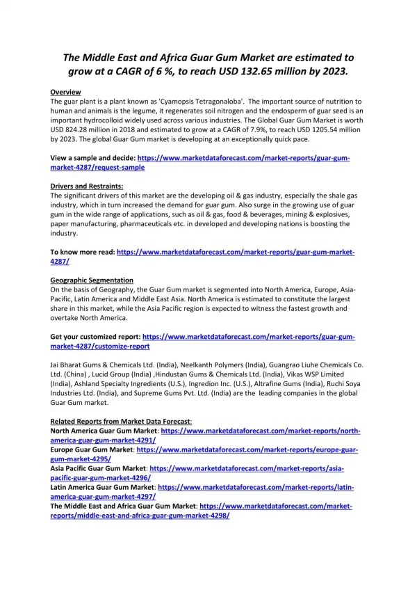 Guar Gum Market is at the cusp of crossing USD 132.65 million in 2023