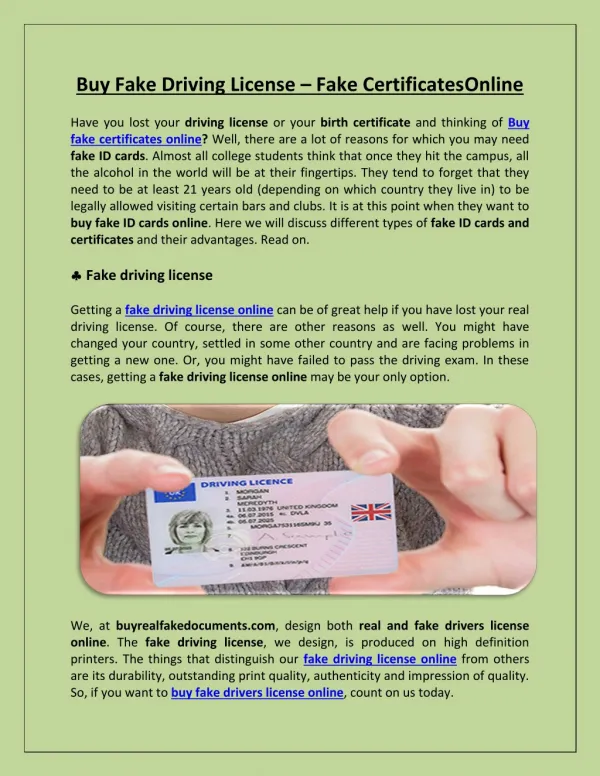 Buy Fake Driving License – Fake Certificates Online