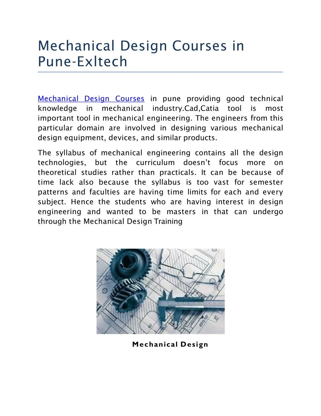 mechanical design courses in pune exltech