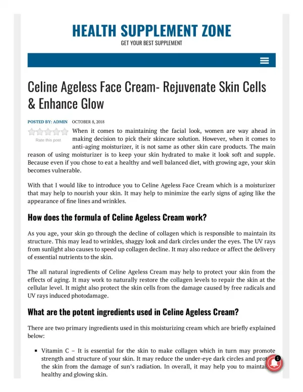 Celine Ageless Cream Reviews, Benefits And Where To Buy?