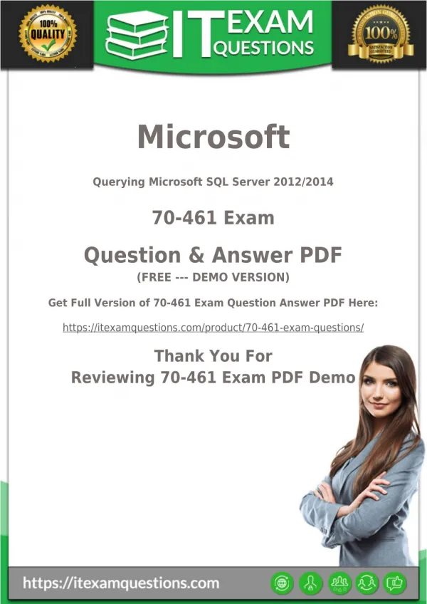 70-461 Exam Questions - Actual Microsoft 70-461 Exam Questions PDF