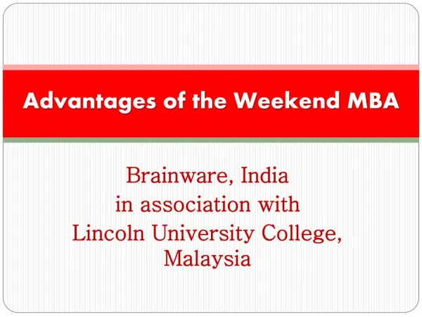 Advantages of the Weekend MBA Programme from Brainware